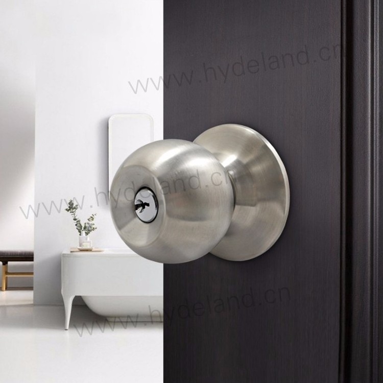 Entrance Knob Door Lock For Ecuador & Peru, round ball Hyland OEM satin Stainless Steel Cylindrical door lock, 587 PB ET