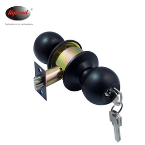 Stainless steel Cylindrical Knob Door Lock  Hyland OEM 587 BN ET, Round cylinder door lock 60/70mm latch