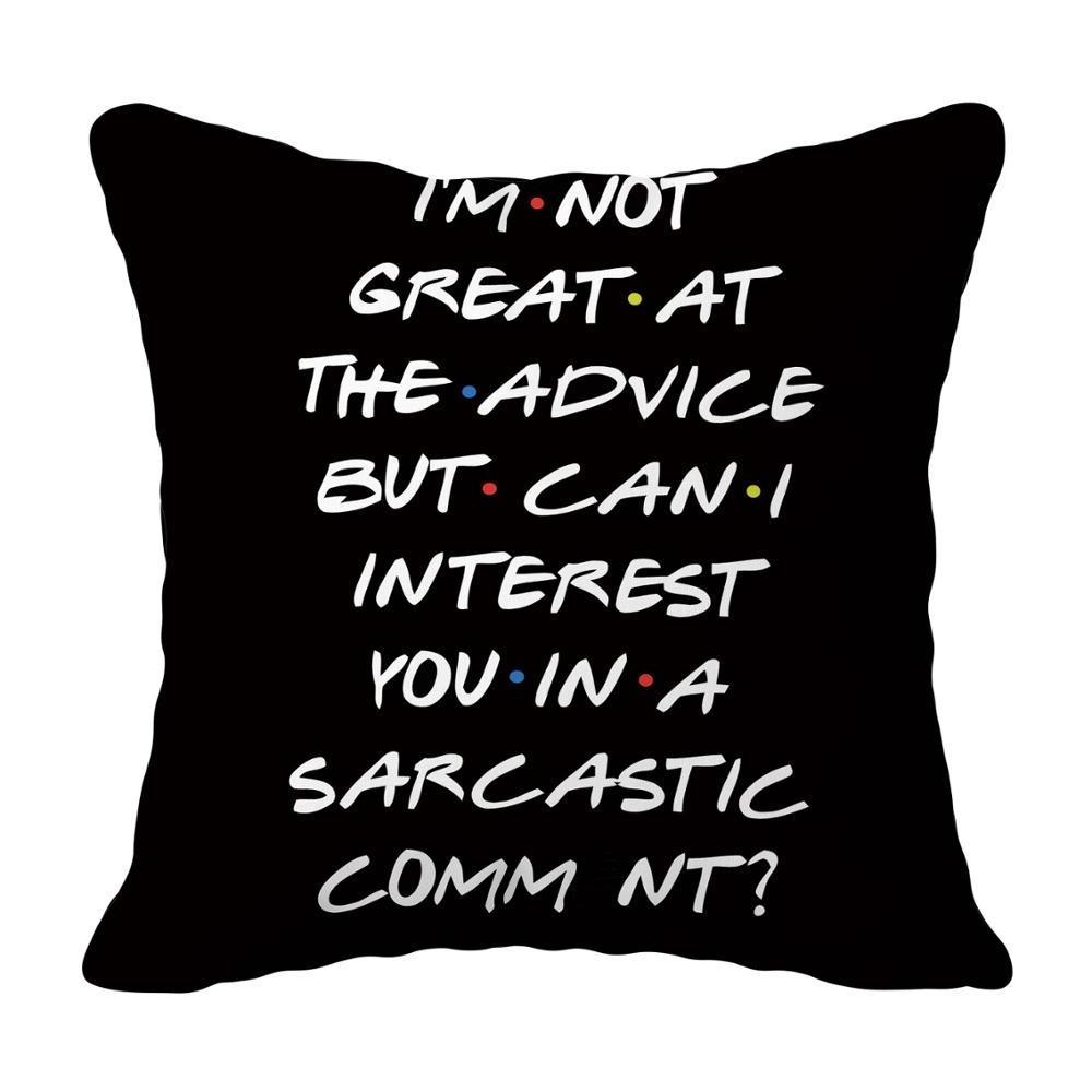 Hot Sale Classic Friends TV Show Funny Quotes Printed Black Pillow Covers For Decor Home