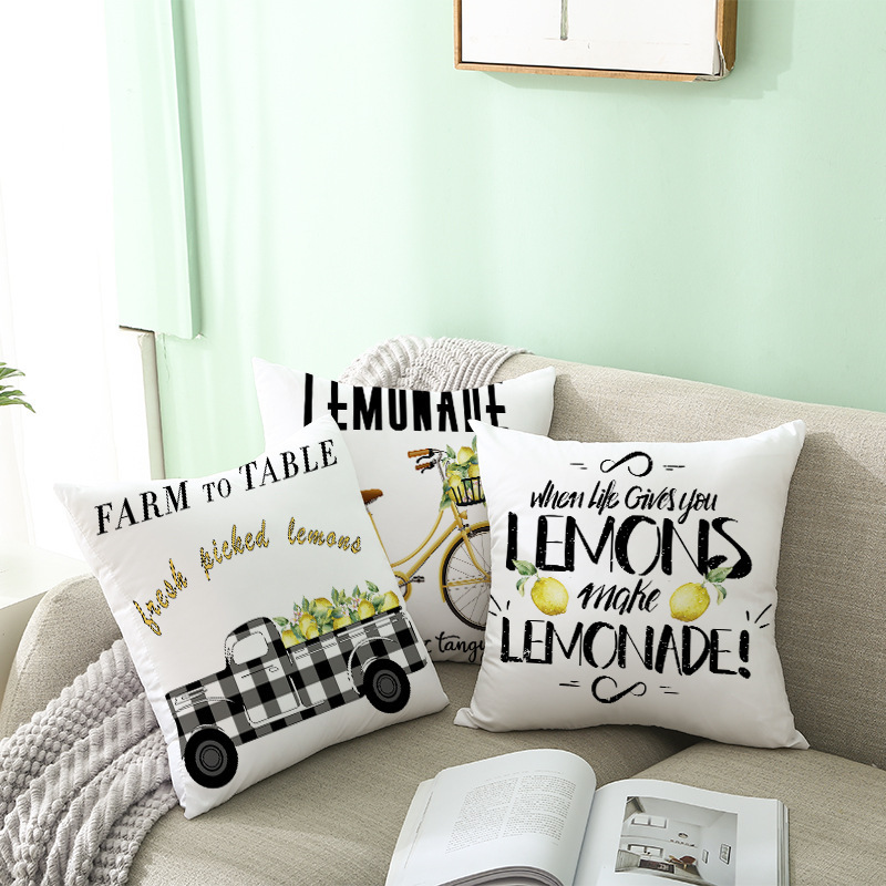 Wholesale Summer Theme Pillow Cover Yellow lemon Printed Cushion Cover Hotel Home decorThrow Pillow case