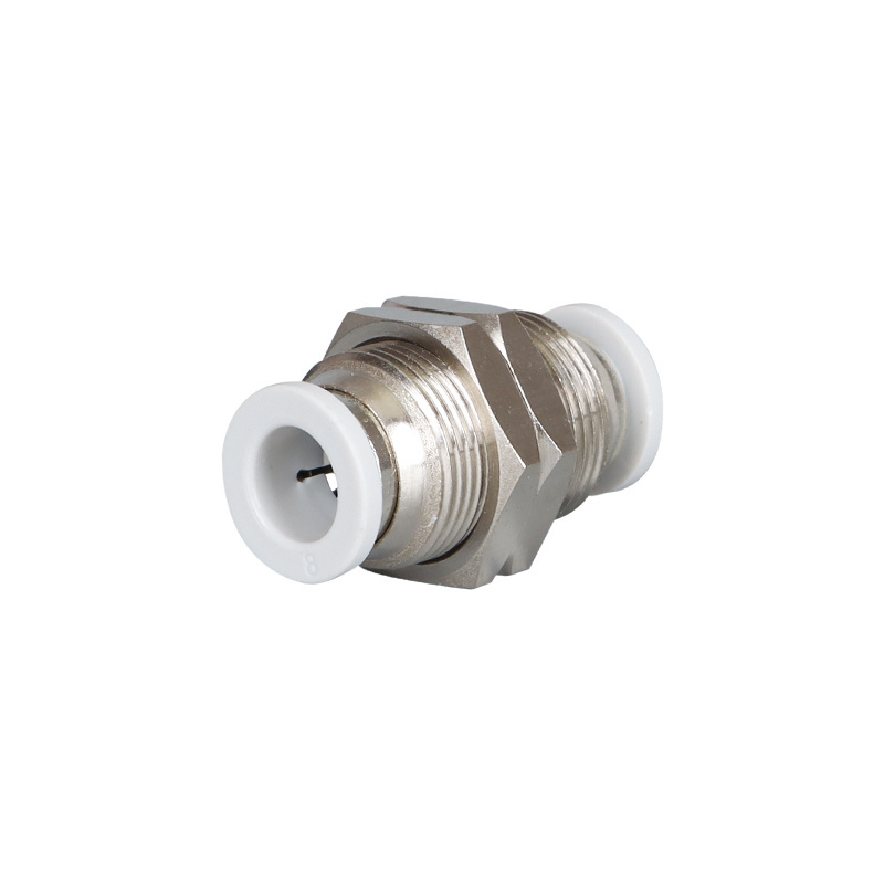 Metal pneumatic air straight tube PM Series bulkhead quick connect push in fitting.