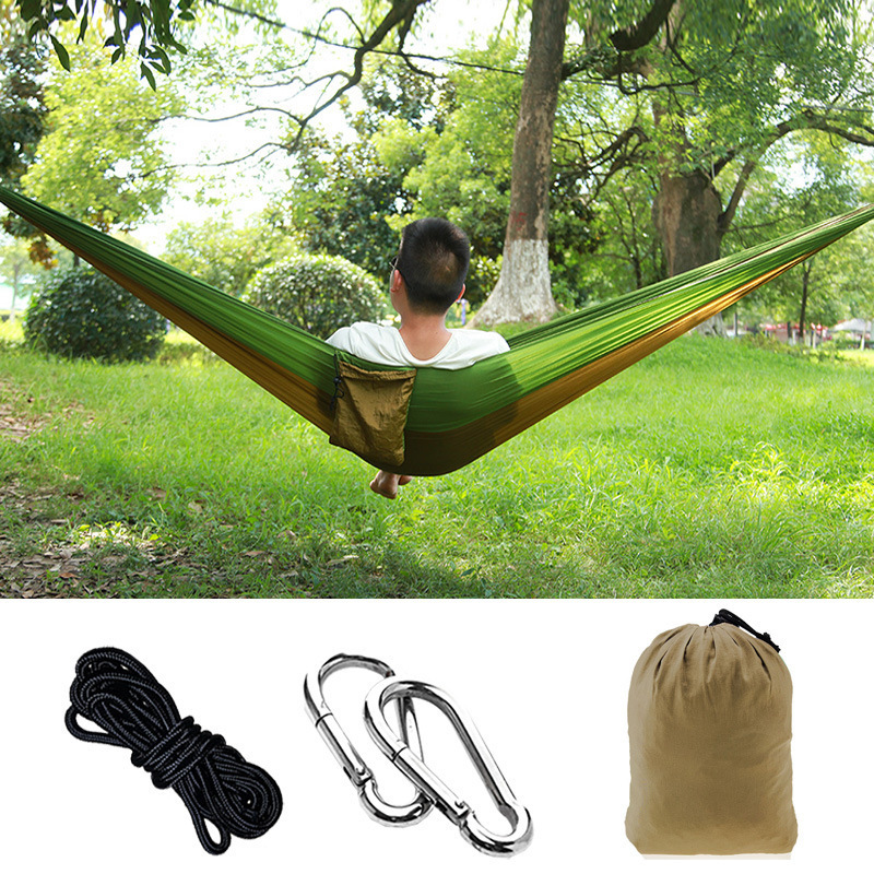 Hot selling on amazon outdoor portable parachute nylon camping hammok/hamock/hamak/hammock with tree strap