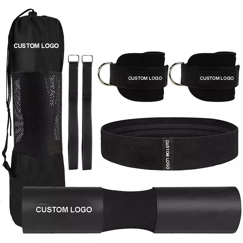 Customized Weightlifting Foam Barbell Pad Squat Pad set / Fitness Hip Bands Workout Fabric booty band / Ankle Strap