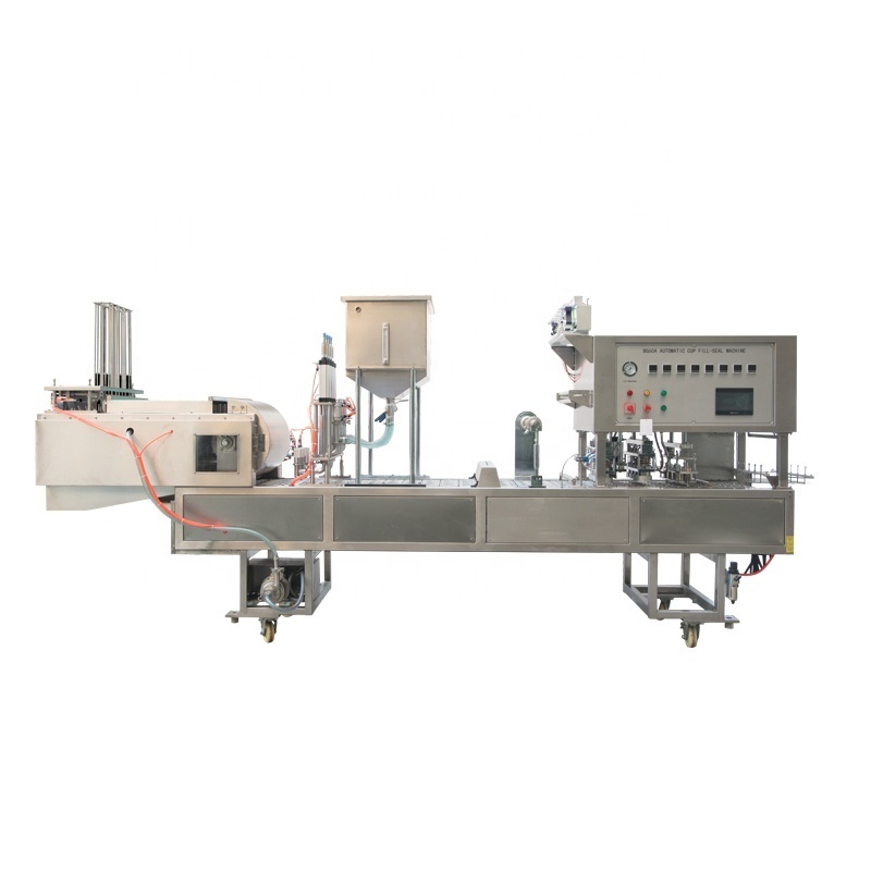 liquid water honey milk yogurt k plastic paper cup filling sealing equipment packing machine with labelling for jelly