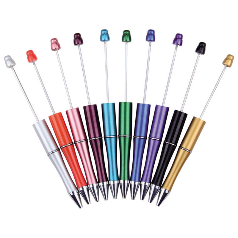 Promotional Gift Stationery Black Ink PlasticStylus Pens Charms School Supplies Beads Ballpoint Pen Bead Pens Charm