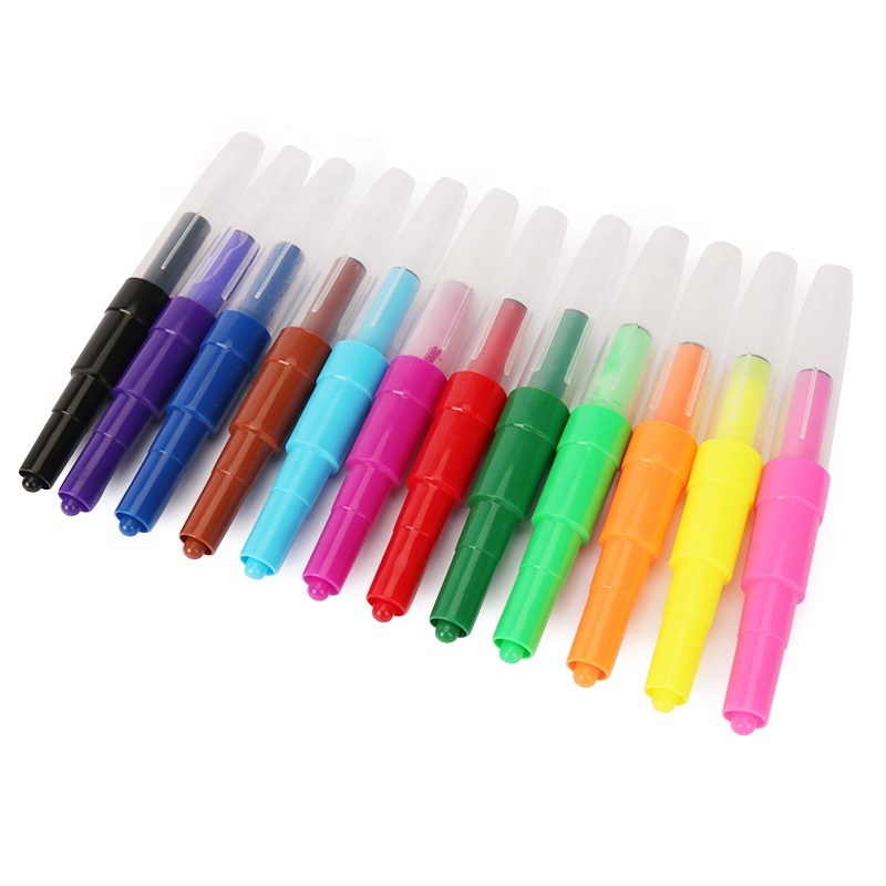 High quality Cute Kids Painting Magic Blowing Bubble Pen Marker 6 Colors Airbrush Stencil Art Blow Pen