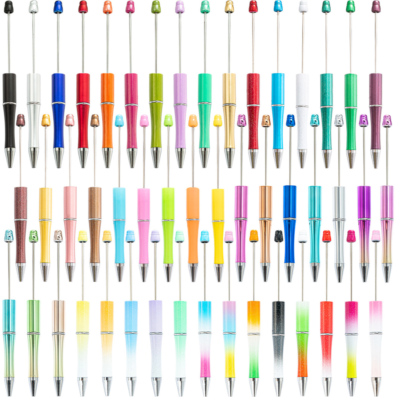 Promotional Gift Stationery Black Ink PlasticStylus Pens Charms School Supplies Beads Ballpoint Pen Bead Pens Charm