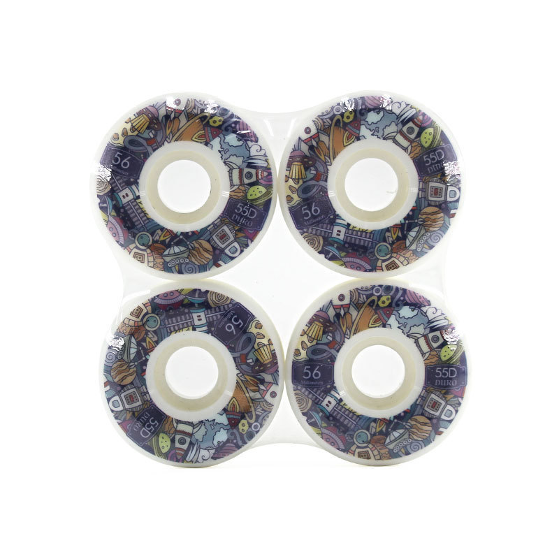 Brand custom 56 mm Skateboard Wheels with UV printing in 102A 80% 85% rebound wholesale street wheel