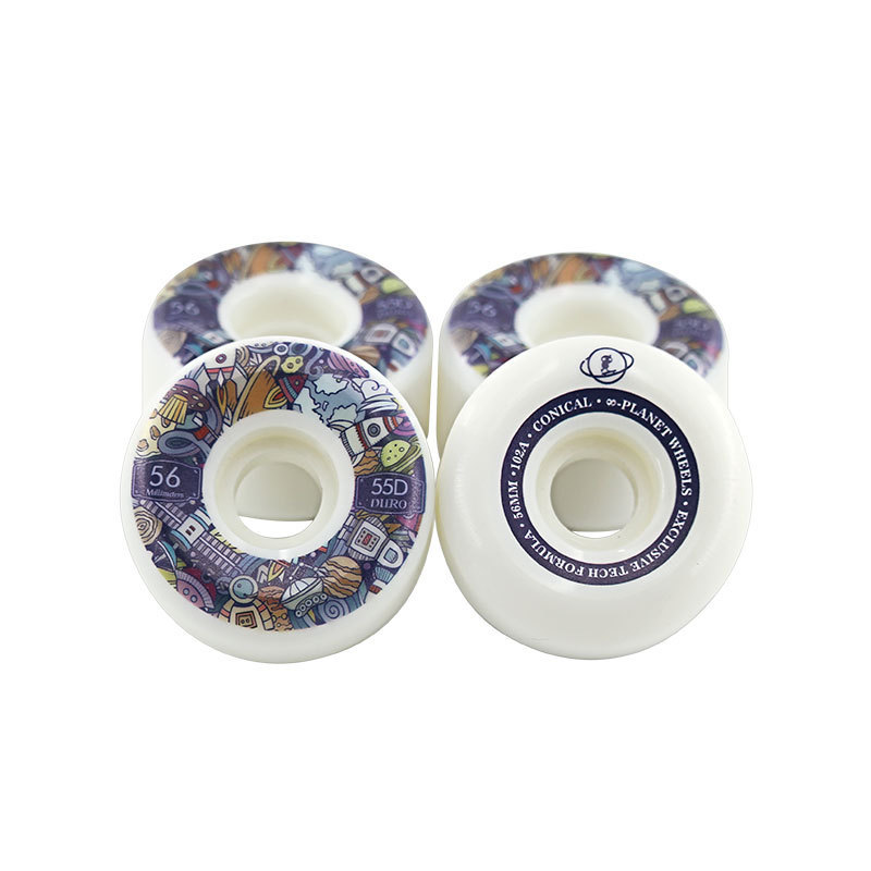 Brand custom 56 mm Skateboard Wheels with UV printing in 102A 80% 85% rebound wholesale street wheel