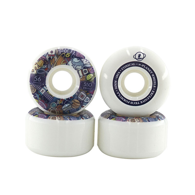 Brand custom 56 mm Skateboard Wheels with UV printing in 102A 80% 85% rebound wholesale street wheel