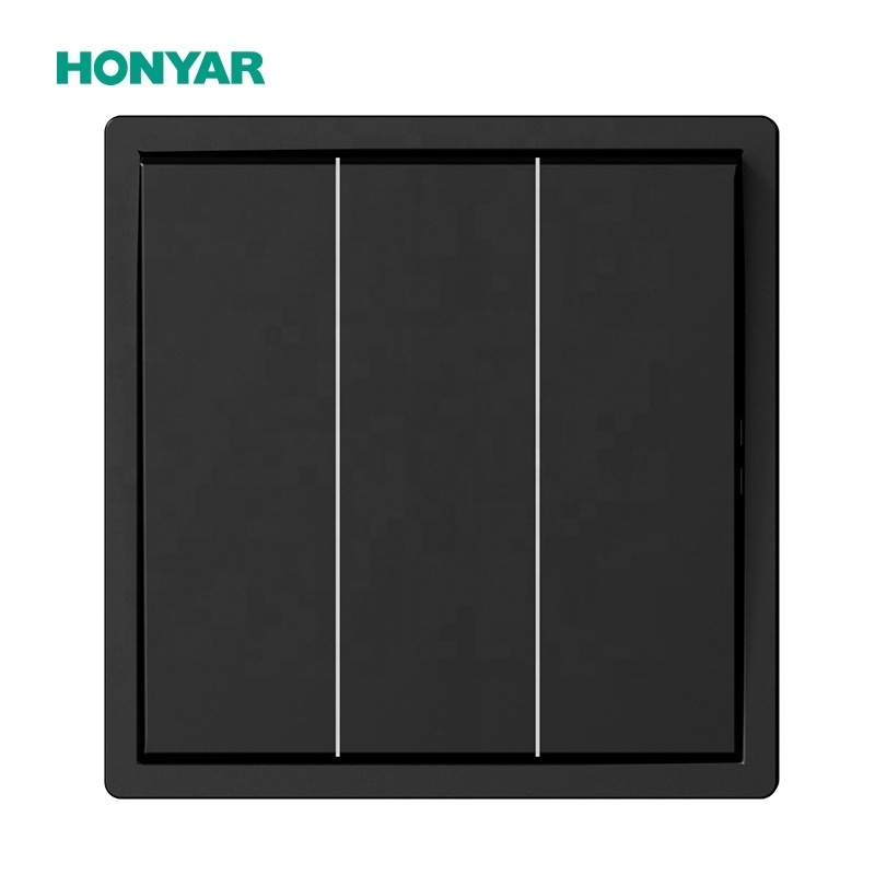 Honyar Modern Sleek 16A European Standard Black Electric Light Wall Switch and Socket