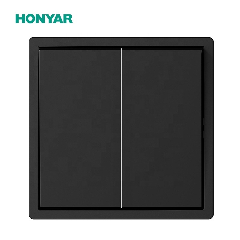 Honyar Modern Sleek 16A European Standard Black Electric Light Wall Switch and Socket