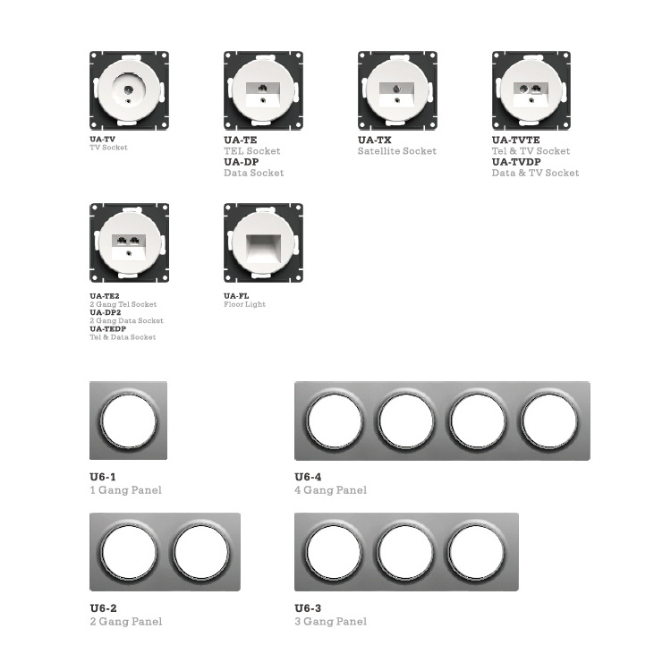 Honyar Electrical EU Standard 220V 3 Gang Switch USB Round Modular Switches and Sockets