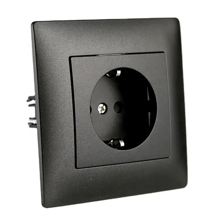 Honyar Electrical New Design EU Standard Modular Socket Outlets 86 Type 16A 250V Schuko Socket Black