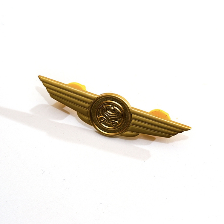 Promotional Custom Metal 3D Silver Gold Pilot Angel Wing Pin Badge Airplane Aircraft Lapel Pins