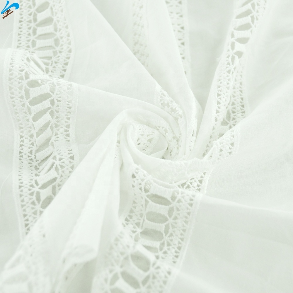 High Quality Custom 100% Cotton Water-soluble Cut Cloth Soft White Color Flower Lace Embroidery Fabric For Dress Making