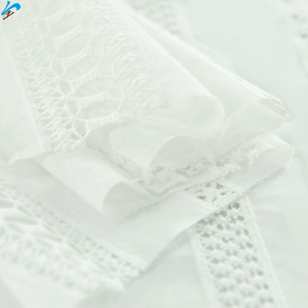 High Quality Custom 100% Cotton Water-soluble Cut Cloth Soft White Color Flower Lace Embroidery Fabric For Dress Making