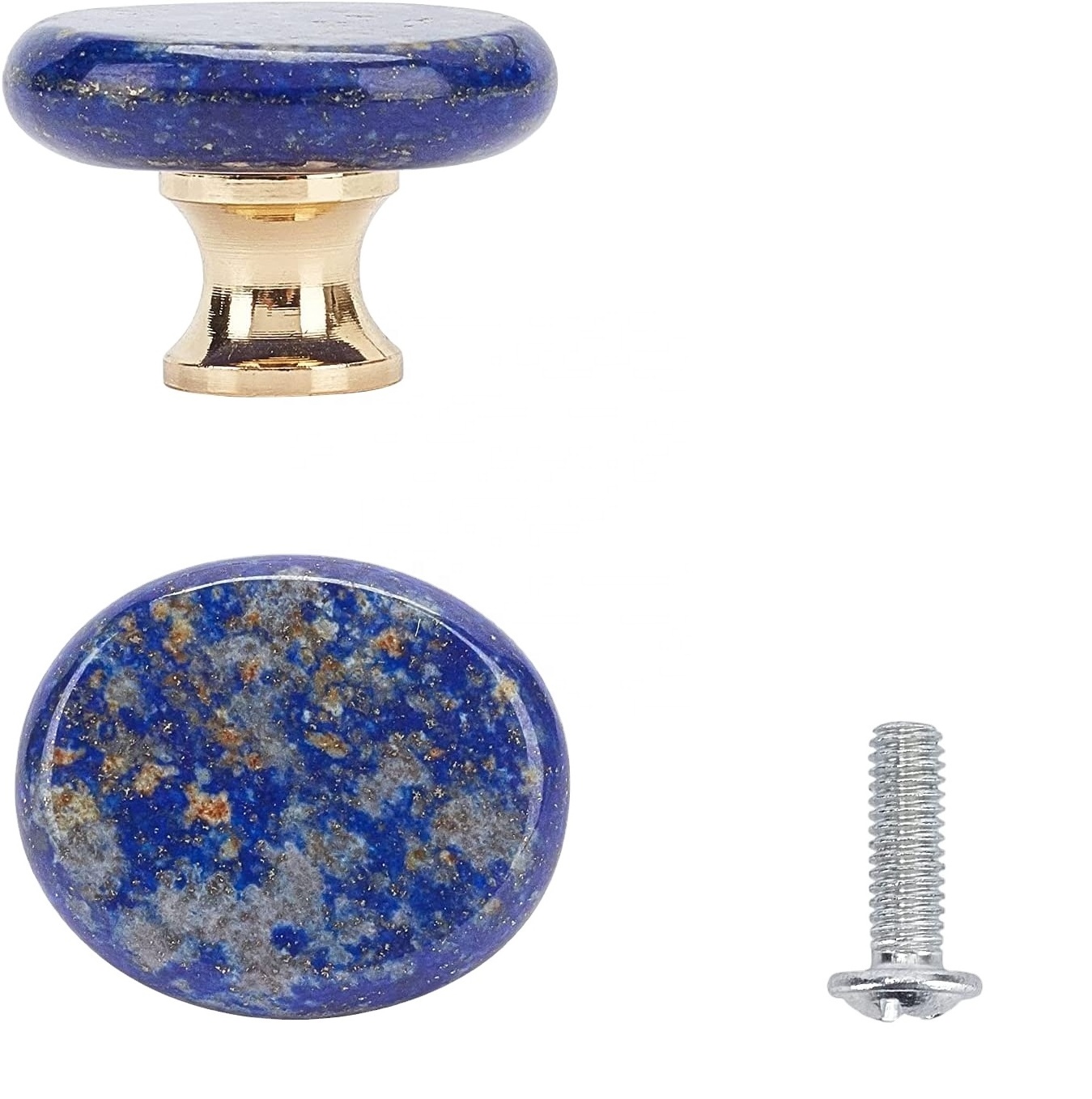 Natural Lapis Lazuli Crystal Stone Knobs Oval Quartz Gemstone Pull Handles for Dreser Cabinet Wardrobe Home Furniture Decoration