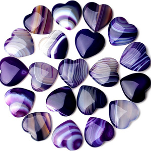 Purple Agate Heart Stones Crystals Bulk Love Shaped Worry Stone Heart Rock Pocket Gemstones Polished Palm Gems Crystal Stones