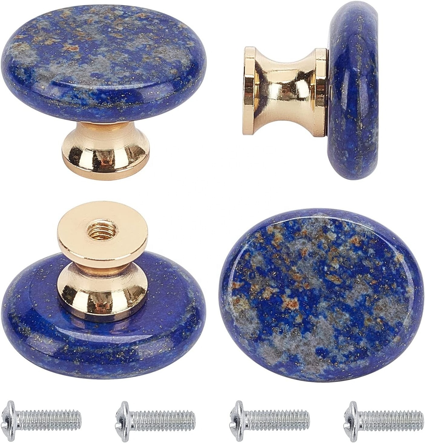 Natural Lapis Lazuli Crystal Stone Knobs Oval Quartz Gemstone Pull Handles for Dreser Cabinet Wardrobe Home Furniture Decoration