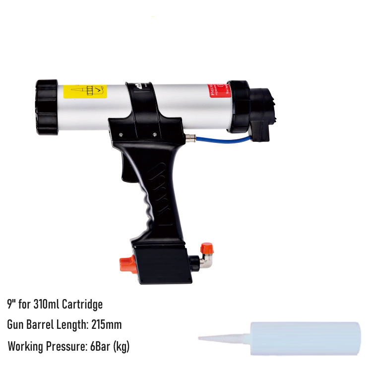 High Quality Low Noise  310ml Cartridge Sealant Caulking Gun 10.5oz Air Pneumatic Sausage Soft Pak Caulking Gun