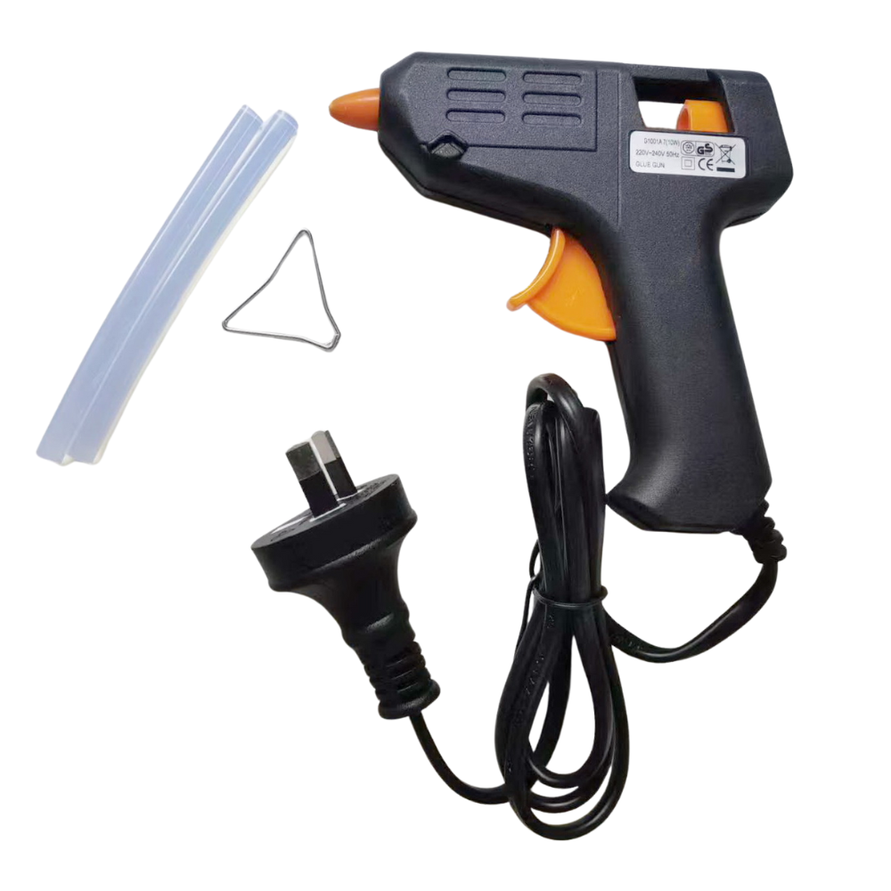 10W Mini Anti-hot Cover Hot Glue Gun with 2 Glue Sticks Colourless Hot Glue for DIY Art Hobby Craft Sealing or Quick Repairs