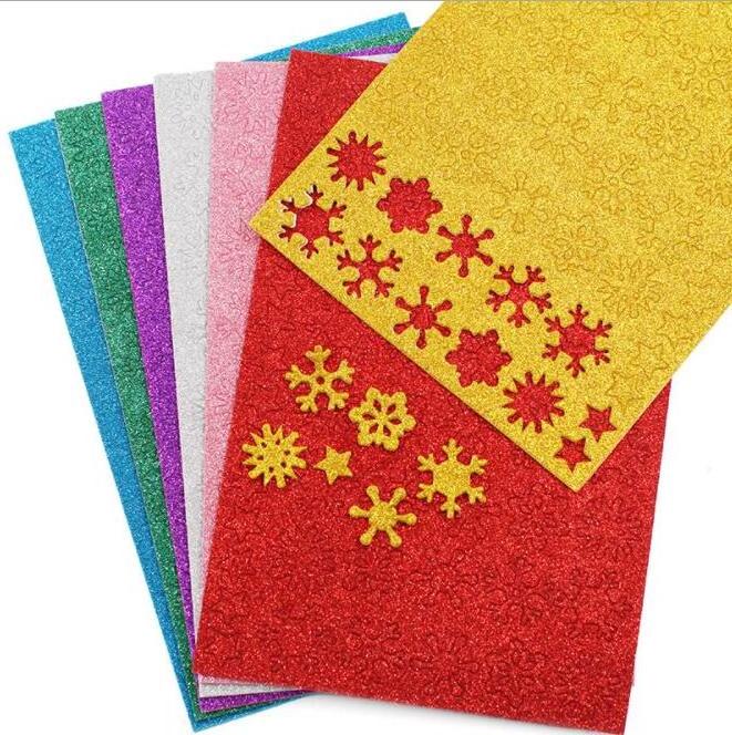 Self adhesive glitter color eva sheets glitter eva foam paper