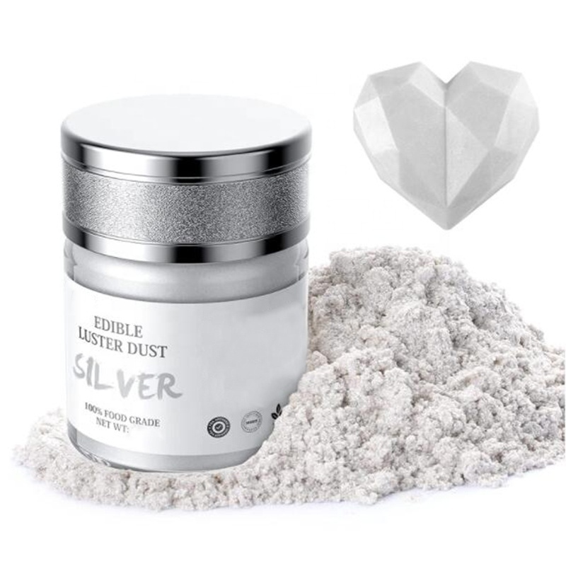 White Diamond Silver Pearl Edible Glitter Luster Pearl Dust Pearlescent Food Powder