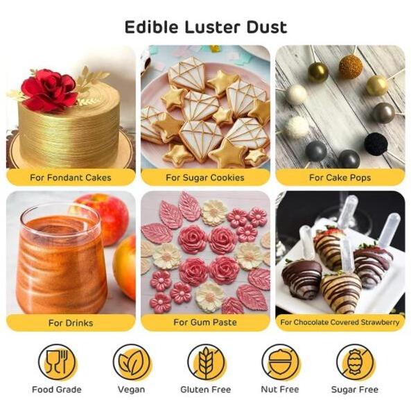 Edible baking pearl colorful red powder food glitter for chocolate cake candy