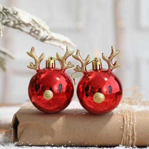 Christmas Alce Elk Reindeer Ball Mini Ornament Plastic Balls for Christmas Tree Decoration