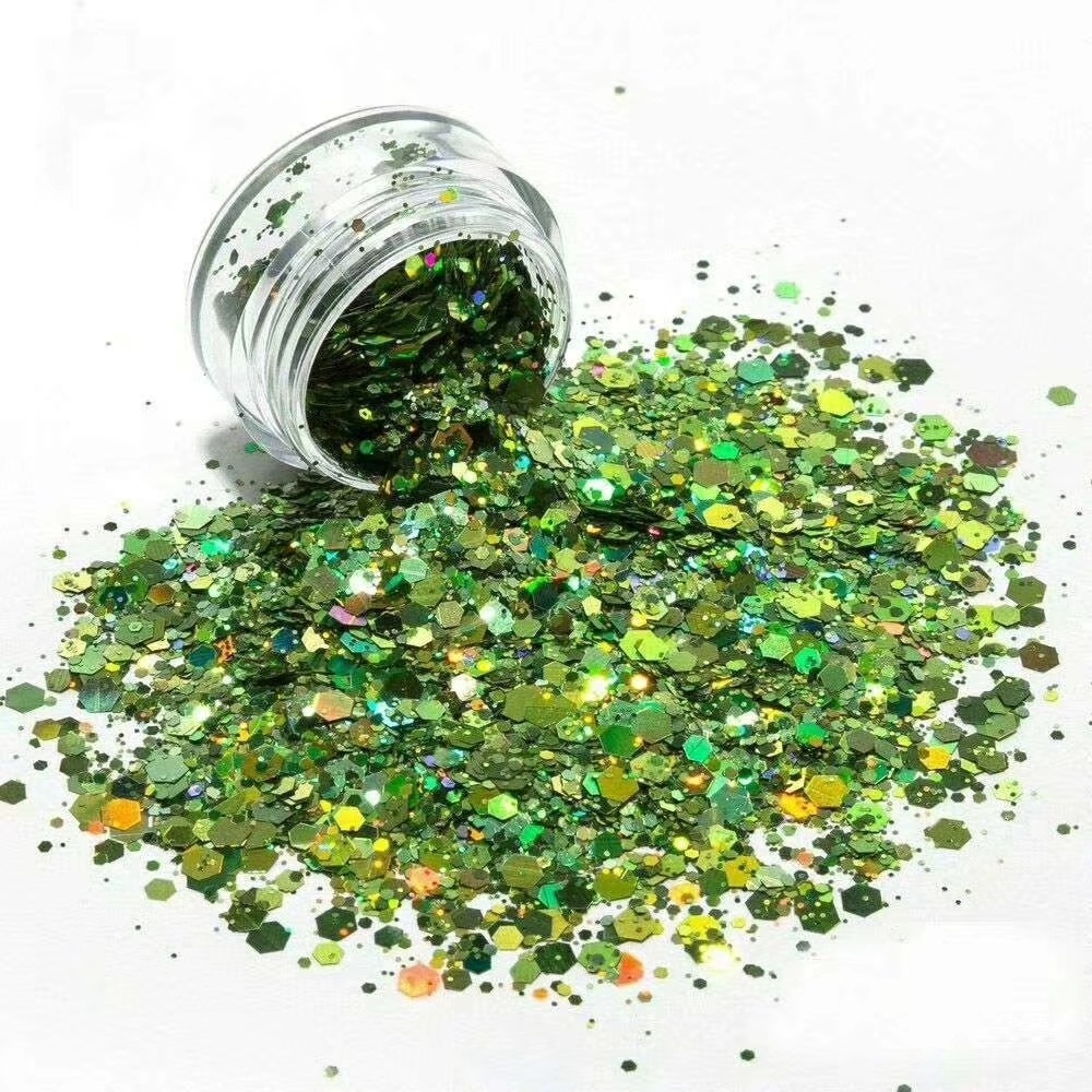 Wholesales mixed laser chunky polyester glitter for  Christmas and festial and craft and cosmetic decoration glitter