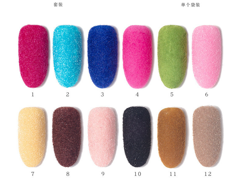 Cotton Flock Plush Nail Art Sticker and Velvet Flocking Powder Glitter For Nail Decoration