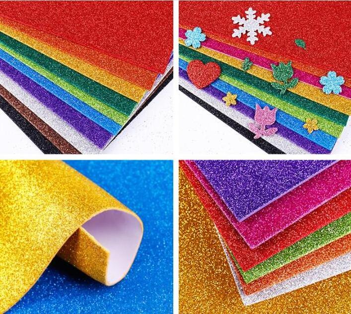 Glitter color eva sheets glitter eva foam paper for student shinny craft