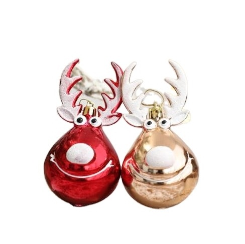 Christmas Alce Elk Reindeer Ball Mini Ornament Plastic Balls for Christmas Tree Decoration