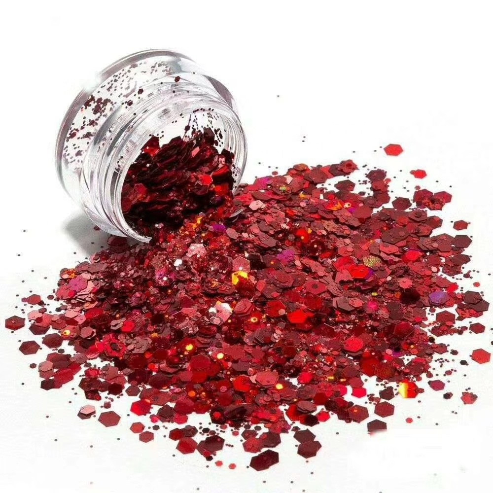 Wholesales mixed laser chunky polyester glitter for  Christmas and festial and craft and cosmetic decoration glitter