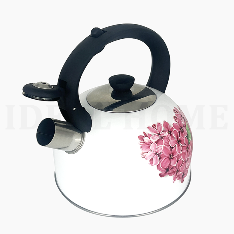 White pattern Coating Teapot Water Kettle Stainless Steel Whistling Tea Kettle