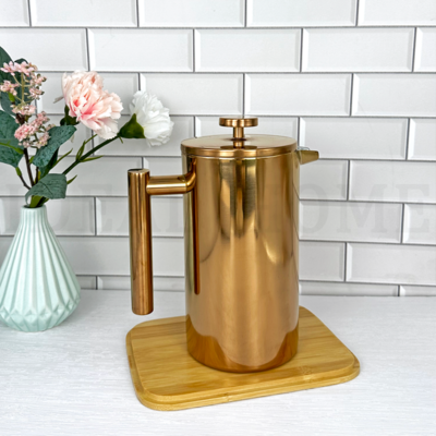 Rose Gold Stainless Steel French Press Coffee Maker 27 Oz 800L Double Wall Metal Insulation Coffee Press