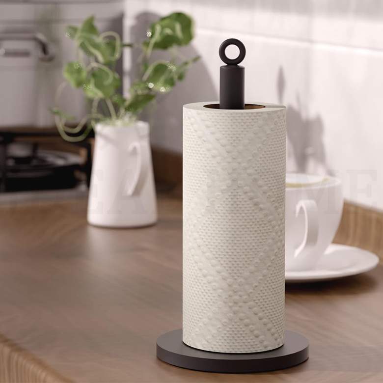 Matte Black Stainless Steel Countertop Free Standing Paper Towel Holder for Kitchen Bathroom