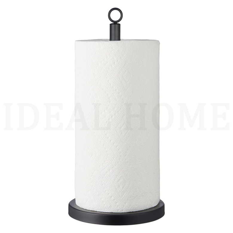 Matte Black Stainless Steel Countertop Free Standing Paper Towel Holder for Kitchen Bathroom