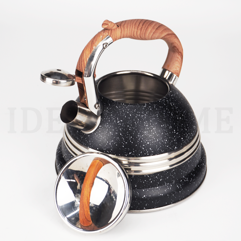 3L Stainless Steel Whistling Tea Kettle Coffee Teapot with Wooden Handle for Gas Stoves, Induction Cookers