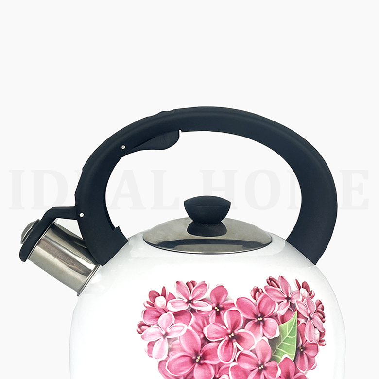 White pattern Coating Teapot Water Kettle Stainless Steel Whistling Tea Kettle