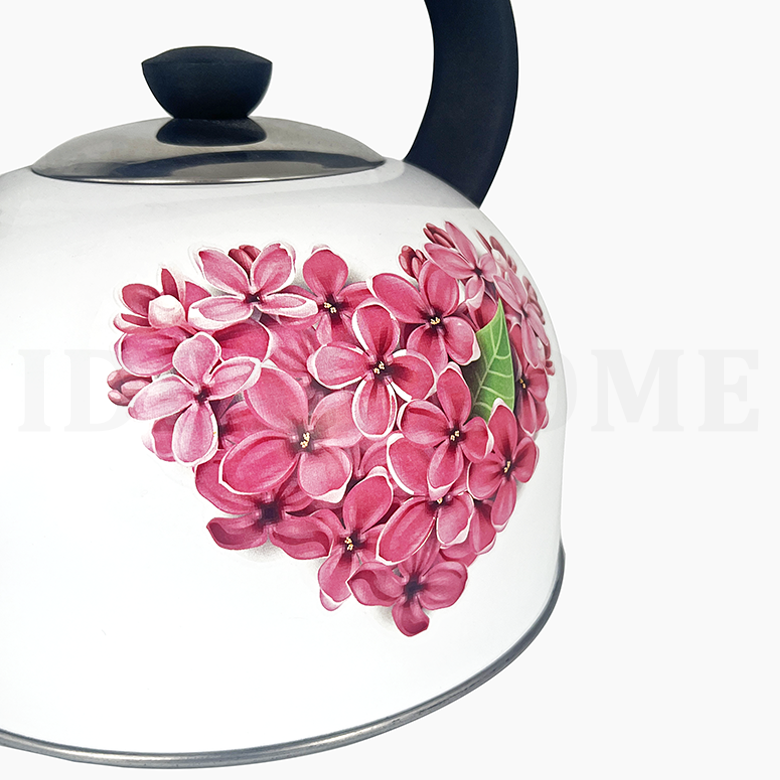 White pattern Coating Teapot Water Kettle Stainless Steel Whistling Tea Kettle