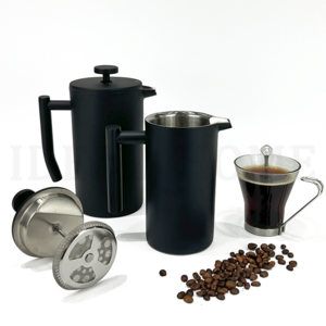 Custom 34oz 1 Litre Black Insulated  Coffee Press Tea Makrer French Press Coffee Maker 304 Stainless Steel French Press