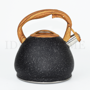 Wholesale Custom Food Grade Wooden Handle Stainless Steel Boil Water Whistling Water Kettle Teapot with Marble Coating