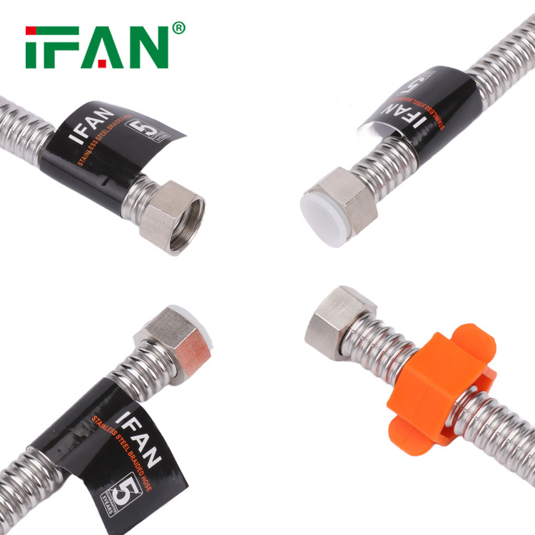 IFAN OEM Custom Wholesale Hot Cold Water Supply 30cm-60cm Stainless Steel Corrugated Water Pipe Flexible Metal Hose