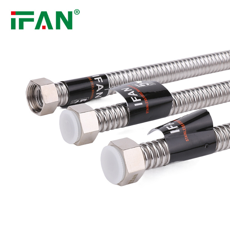 IFAN OEM Custom Wholesale Hot Cold Water Supply 30cm-60cm Stainless Steel Corrugated Water Pipe Flexible Metal Hose