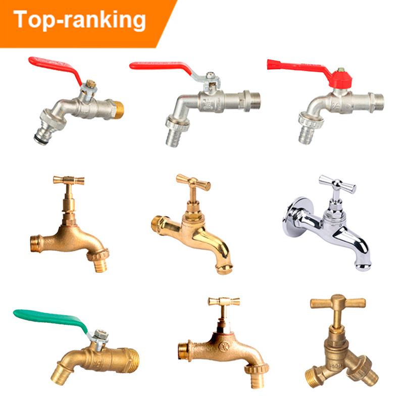 OEM Thread Wall Mounted Garden Water Faucets Tap Full Size 1/2-3/4'' Hot Cold Water Bib Tap Brass Hose Bibcock