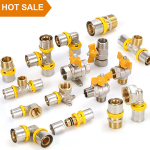 IFAN Wholesale Propane Gas Press Fitting Pex Al Pex Press Raccord Multilayer Gas Pipes PEX Fitting Yellow Brass Gas Fittings