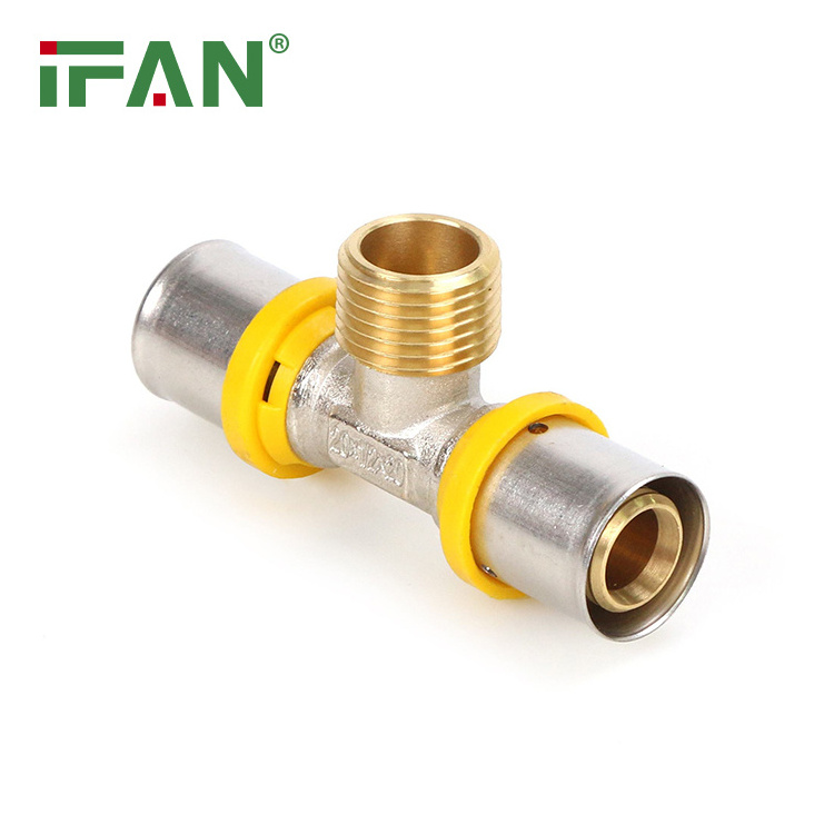 IFAN Wholesale Propane Gas Press Fitting Pex Al Pex Press Raccord Multilayer Gas Pipes PEX Fitting Yellow Brass Gas Fittings