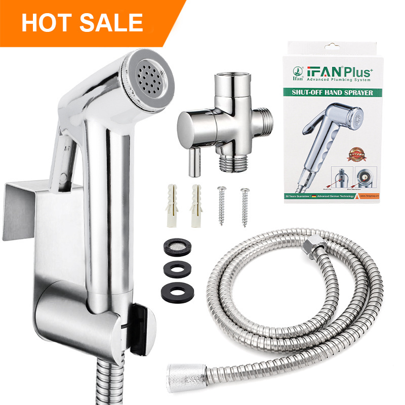 IFAN Low Price OEM/ODM Women Plastic Hot Cold Water Mixer Faucet Valves Shattaf  Muslim Toilet Handheld Bidet Sprayer set